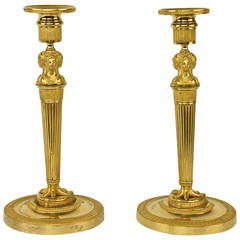 Antique Pair of Empire Ormolu Candlesticks, circa 1810