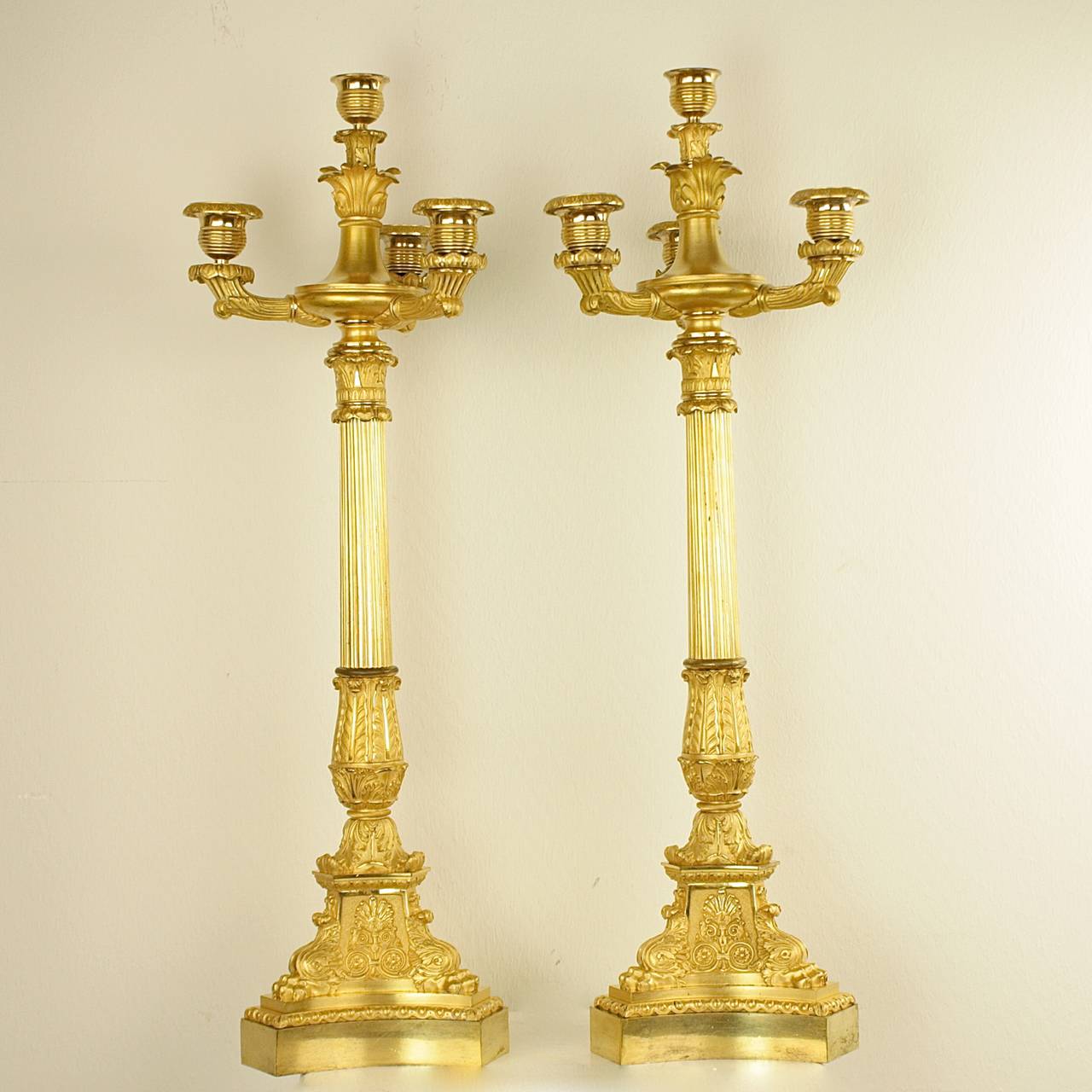 Pair of Charles X Four-Light Ormolu Candelaber