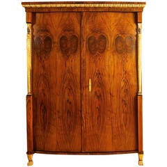 Early Biedermeier Walnut and Giltwood Armoire, Vienna circa 1810/15