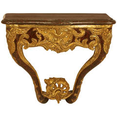 18th Century Regence Giltwood and Polychrome Console Table, circa 1725
