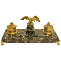 Antique 19th Century Marble and Gilt-Bronze Writing Desk Set