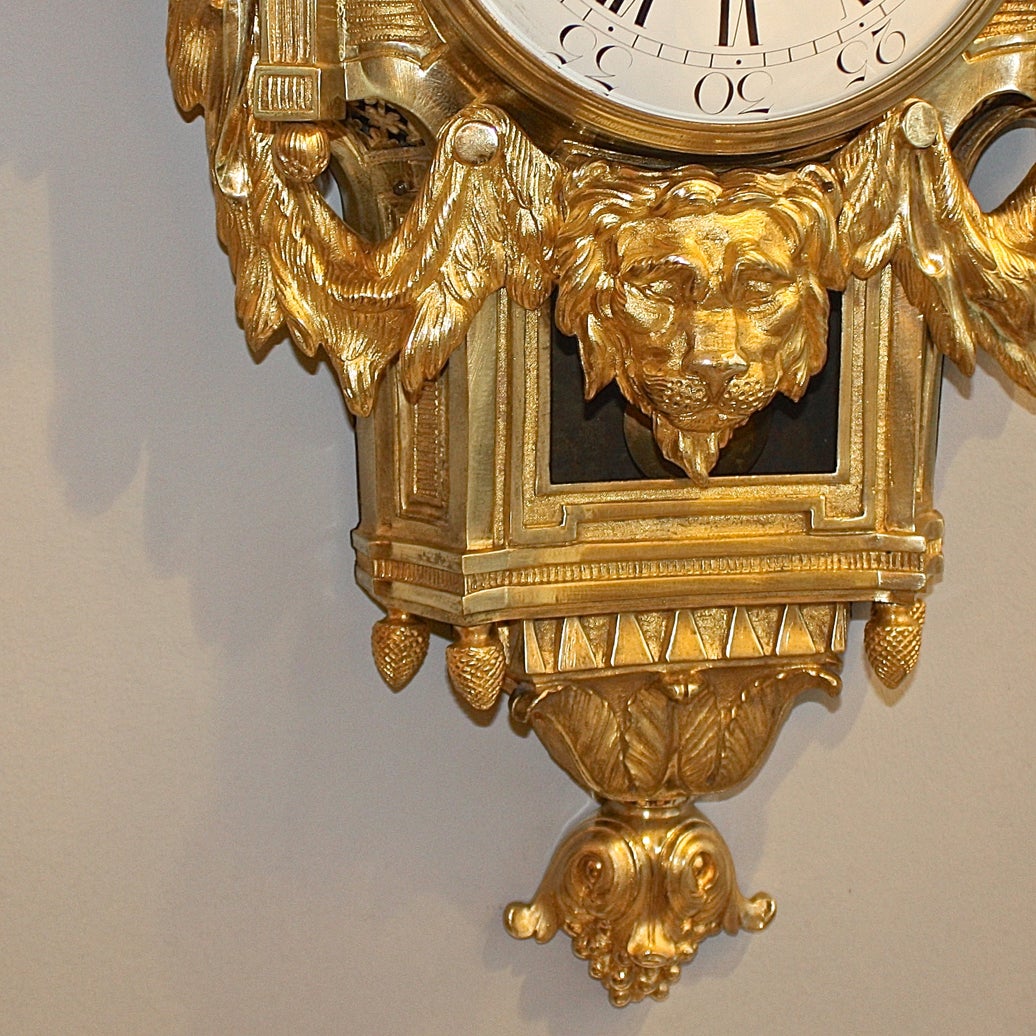 Large 18th Century Wall Clock, Louis XVI, Signed Le Nepveu a Paris In Excellent Condition In Berlin, DE