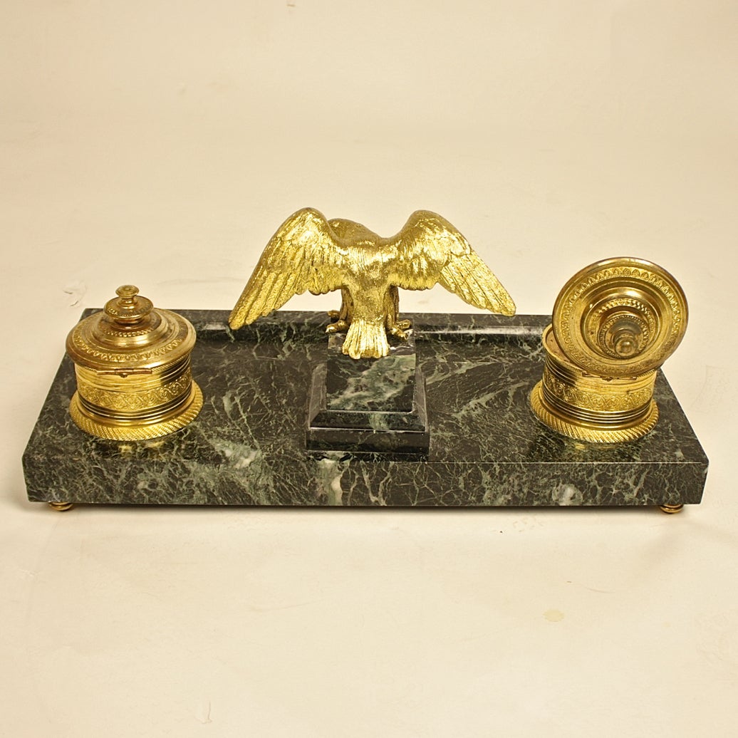 Mid-19th Century 19th Century Marble and Gilt-Bronze Writing Desk Set
