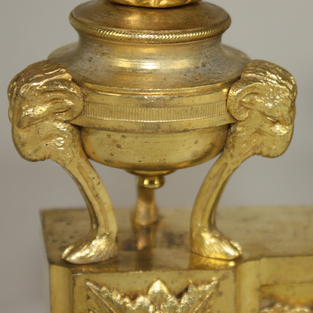 Paar Goldbronze-Chenets / Feuerböcke im Louis-XVI.-Stil von Bouhon Freres, 19. Jahrhundert (Vergoldet)