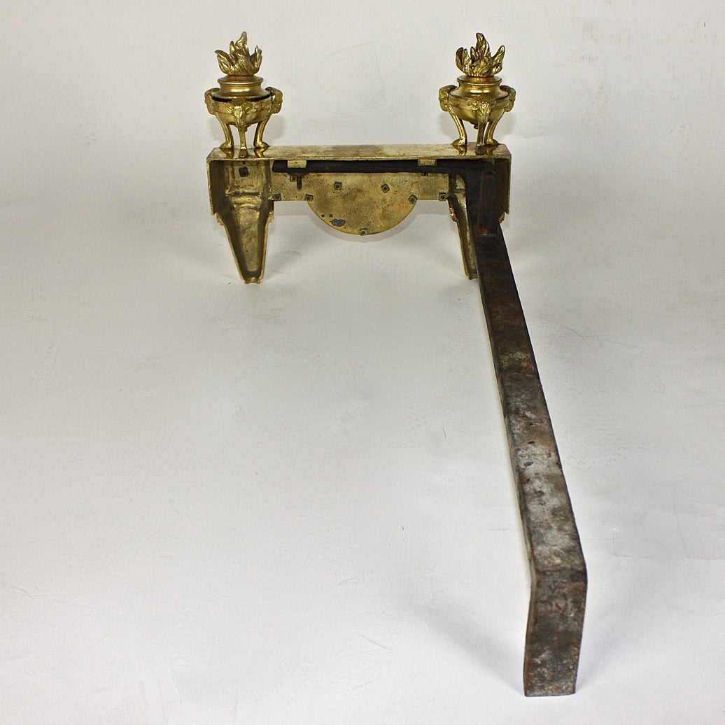 Bronze Pair of Louis XVI Style Ormolu Chenets / Andirons by Bouhon Freres, 19th Century