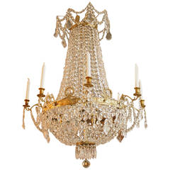 Antique A Gilt-Bronze Cut-Crystal Basket Chandelier,  
Sac a Pearls
