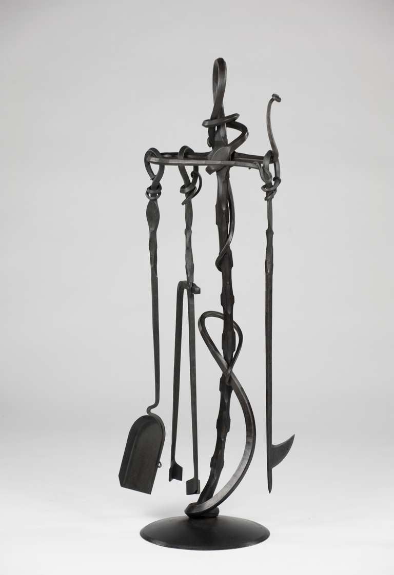 ALBERT PALEY (born 1944)
Forged Fireplace Tools, 2006
Forged, formed, and fabricated mild steel
43 x 15 x 12 inches
Signed, dated and numbered at base
Edition of 20


Albert Paley, an active artist for over forty years at his studio in Rochester,