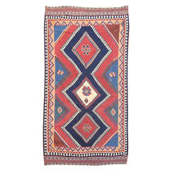 Late 19th Century Red and Blue Persian Qashqai Kilim Rug 9
