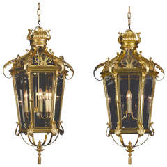 Louis XVI Style Pair of Gilt-Bronze Lanterns, French, circa 1900 4