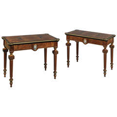 Pair of Gilt Bronze Mounted Marquetry Inlaid Card Tables, English, circa 1870 12