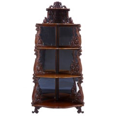 19th Century Carved Mahogany Victorian Whatnot