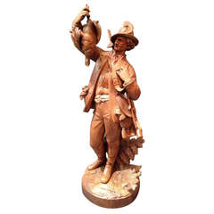 Exceptional Black Forest Hunter Figure by Johann Huggler
