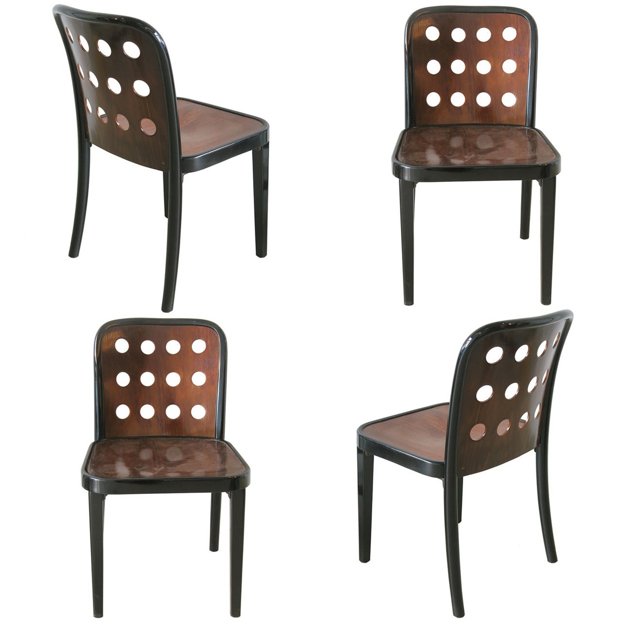 Four Josef Hoffmann Chairs, # 811, with Perforated Back