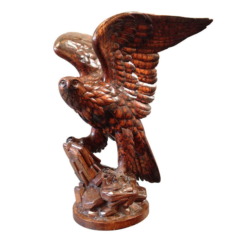 Large 19th Century Black Forest Carved Eagle For Sale at 1stdibs