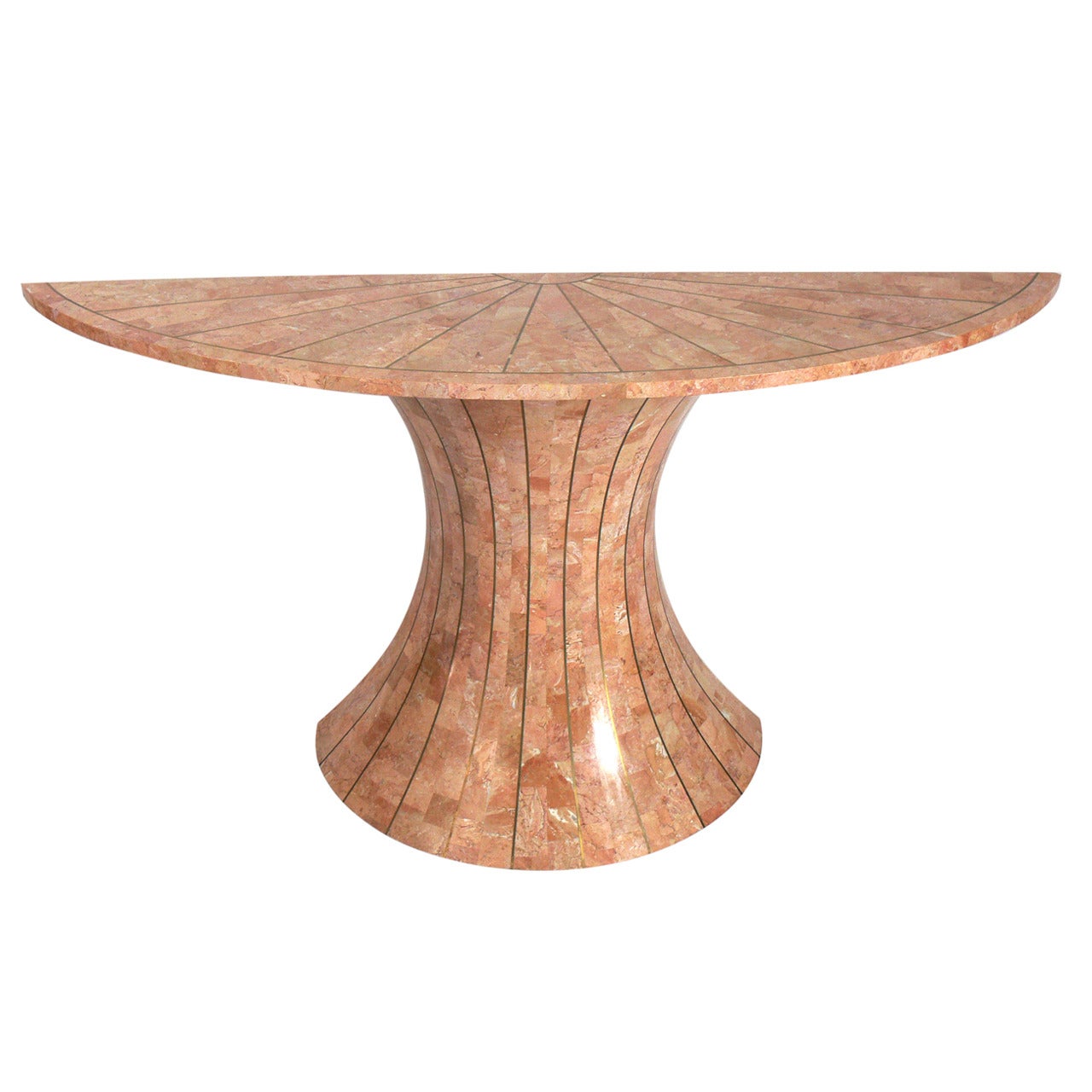 Tessellated Stone Demilune Console by Maitland Smith