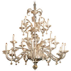 Large Venetian Clear-Glass Chandelier, Venice, circa 1910 4