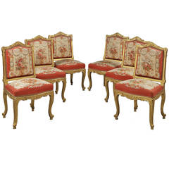 Set of 6 Giltwood and Tapestry Side Chairs 9