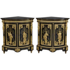 Fine Pair of Boulle Marquetry Inlaid Corner Cabinets by Béfort Jeune 3