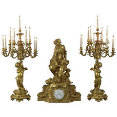 Louis XV Style Clock Garniture by Victor Paillard & Romain, French, circa 1870 6