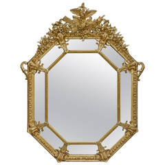 Hexagonal Giltwood Mirror, French, circa 1870 1
