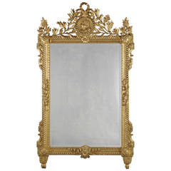 Louis XVI Style Carved Giltwood Mirror 1