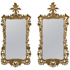 Pair of Carved Giltwood Mirrors in the Rococo Style 4