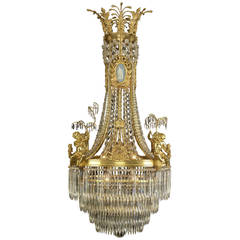 French 19th Century Cut-Glass and Gilt Bronze Chandelier with Cherub Figures 9