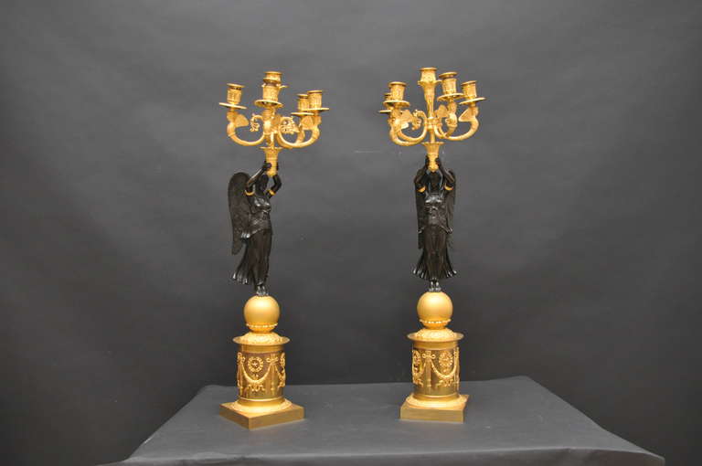 a pair of empire candelabra Paris signed francois RABIAT