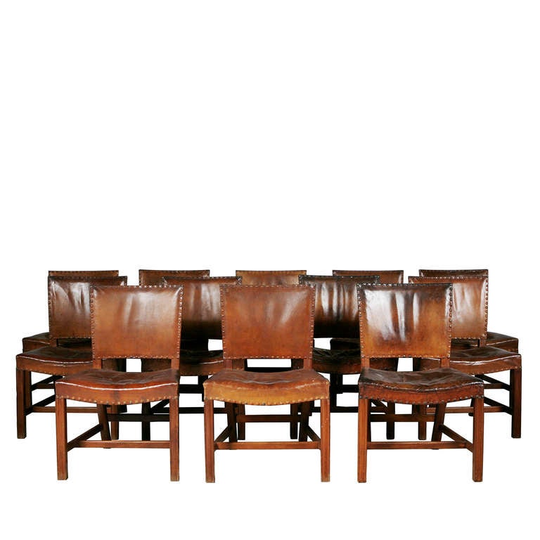 Set of 12 Kaare Klint Dining Chairs In Good Condition For Sale In Copenhagen, DK