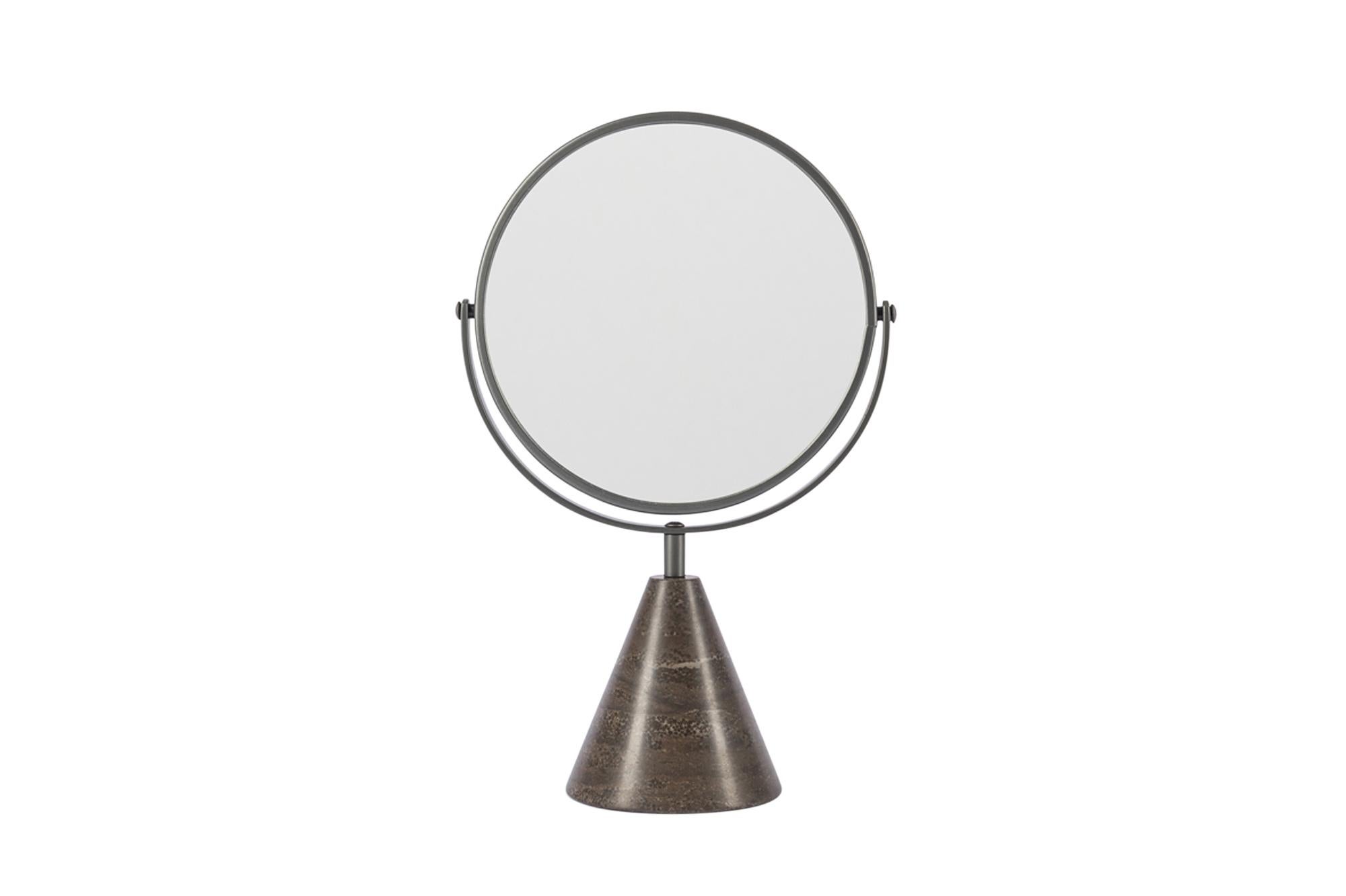 For Sale: Brown (Pietra d'Avola) Salvatori Fontane Bianche Table Mirror by Elisa Ossino