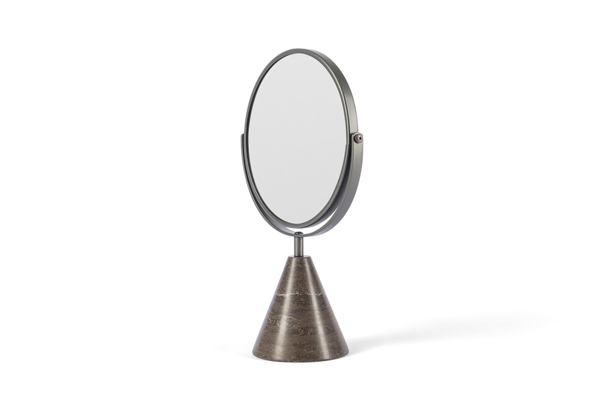 For Sale: Brown (Pietra d'Avola) Salvatori Fontane Bianche Table Mirror by Elisa Ossino 2