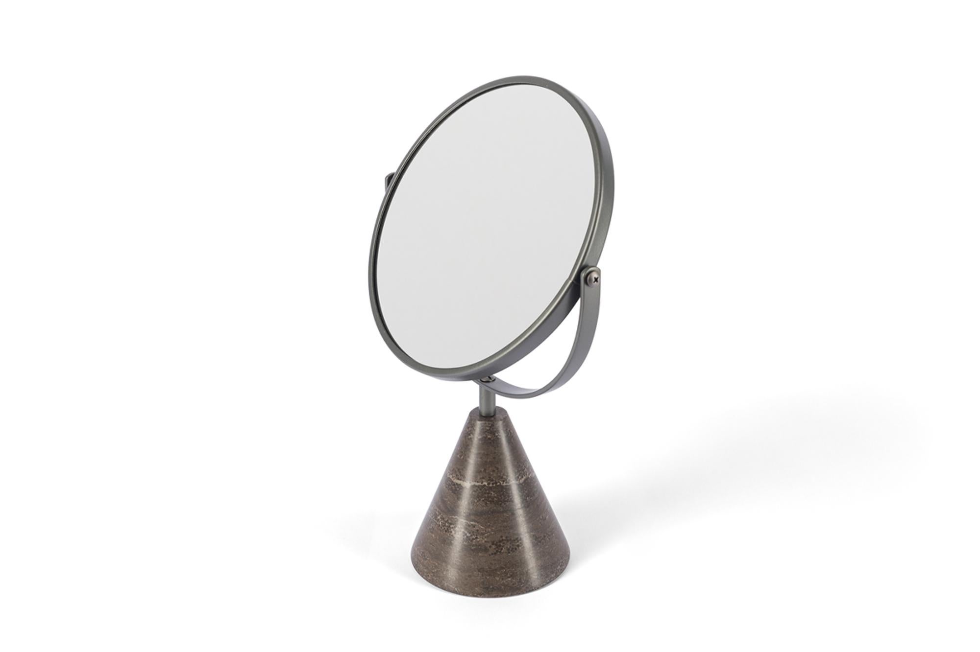 For Sale: Brown (Pietra d'Avola) Salvatori Fontane Bianche Table Mirror by Elisa Ossino 3