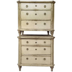 Rare Pair of Small Gustavian Chest of Drawers, Sweden, circa 1860