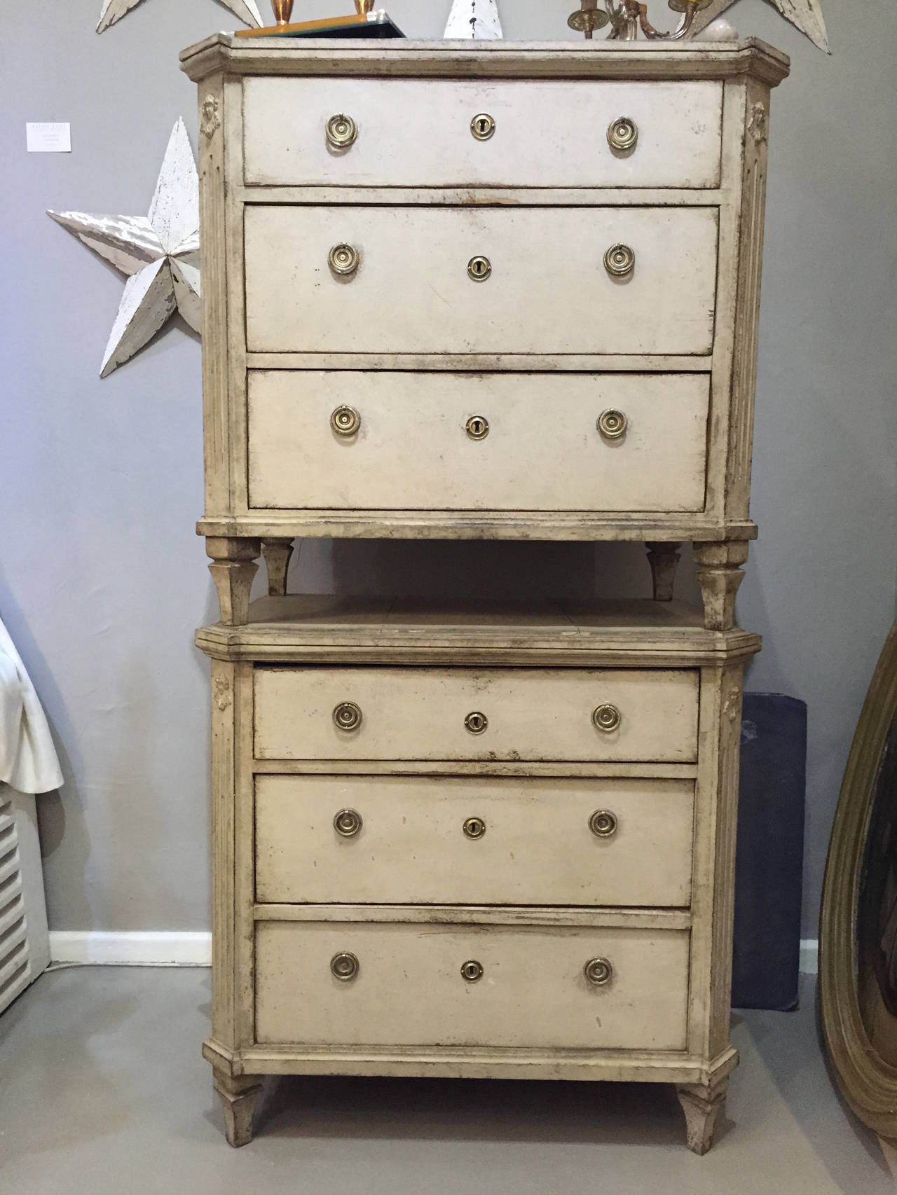 Rare Pair of Small Gustavian Chest of Drawers, Sweden, circa 1860