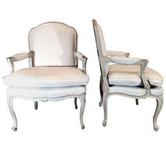 Pair of French Louis Quinze Style Fauteuils