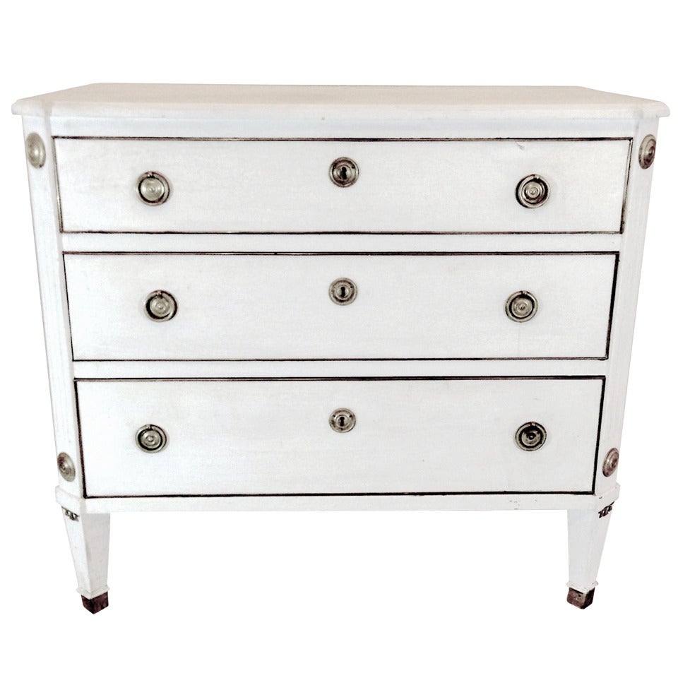 A Swedish Gustavian Style White Painted Chest of Drawers