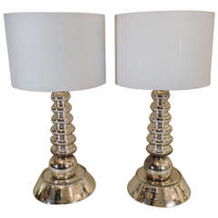 A Pair of Mid Century Murano Mirrored Glass Lamps
