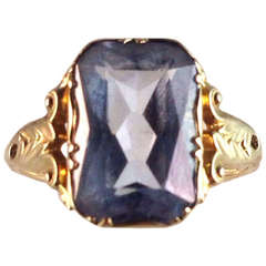 Antique Art Deco Aquamarine Gold Ring, circa 1930