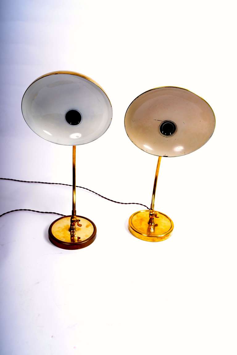 Mid-20th Century Christian Dell Pair of President Lamps in Brass