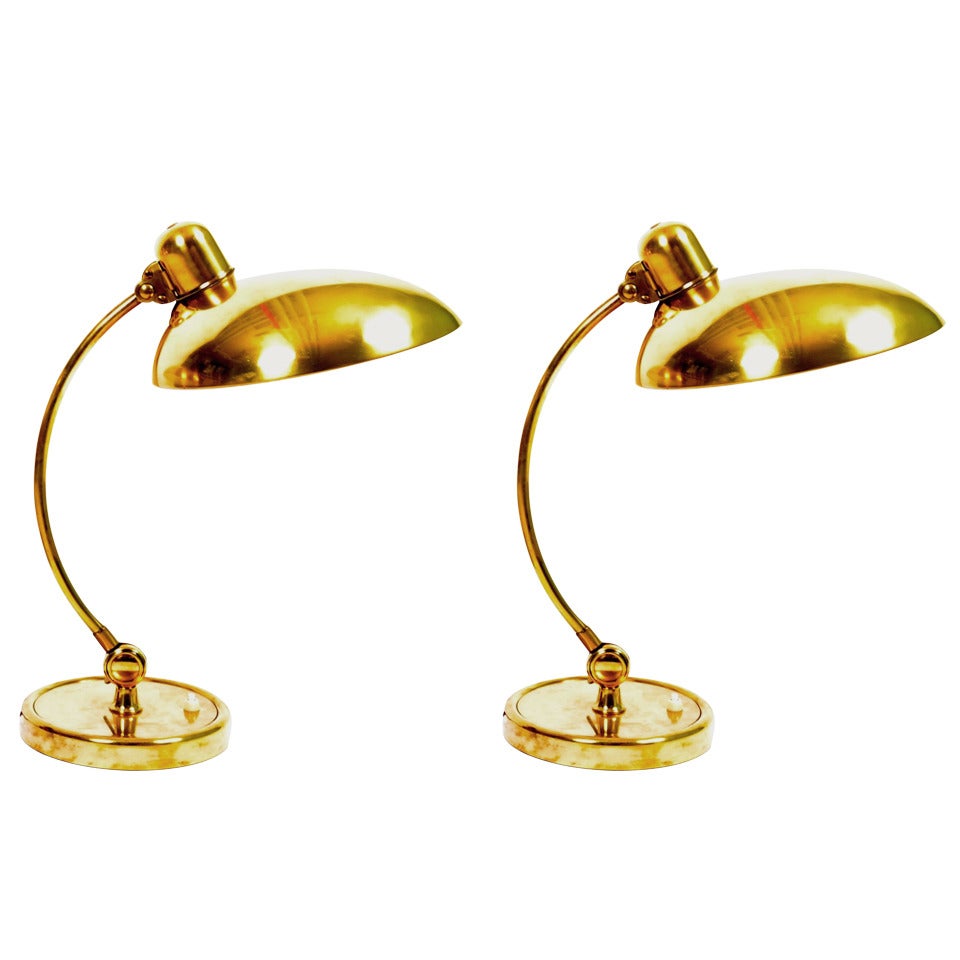 Christian Dell Pair of President Lamps in Brass