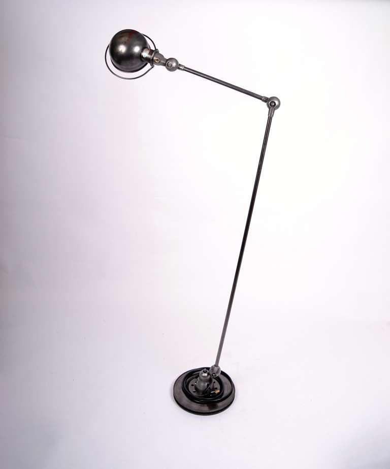Vintage Jieldé Floor lamp.  Completely restored with new electric parts.  Designed in 1952 by Jean Louis Domecq (JLD) Ji - el - dé. in Lyon France.  Top condition more available also wall lamps and table lamps.  Please ask for current stock.