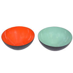 Retro Pair of Herbert Krenchel Krenit Bowls