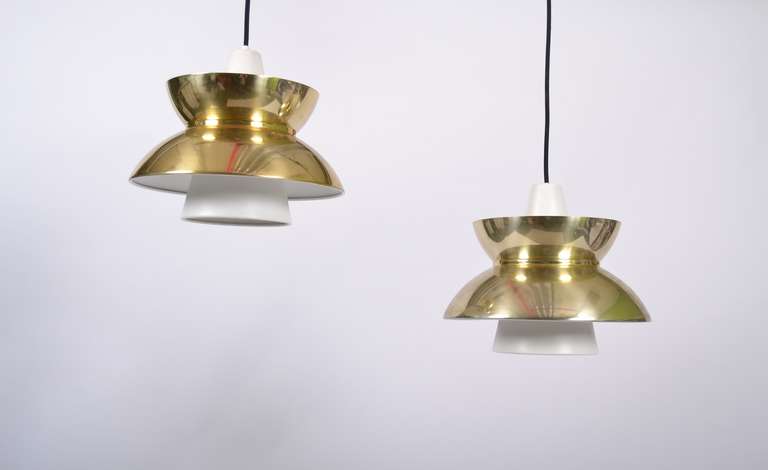 Danish Pair of Utzon Navy Pendants