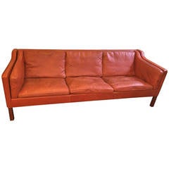 Borge Mogensen Three-Seater, Cognac Leather Sofa