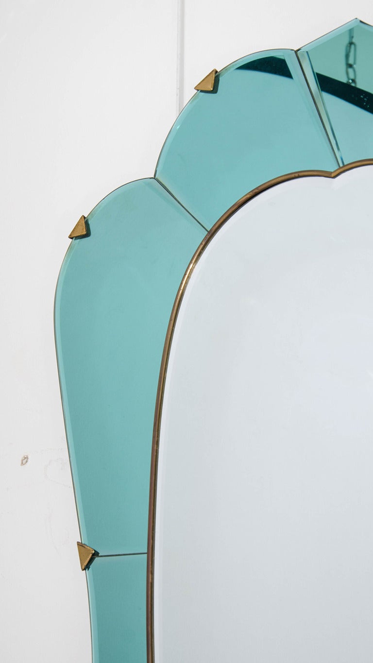 Mid-Century Modern 1950s Green Italian Mirror