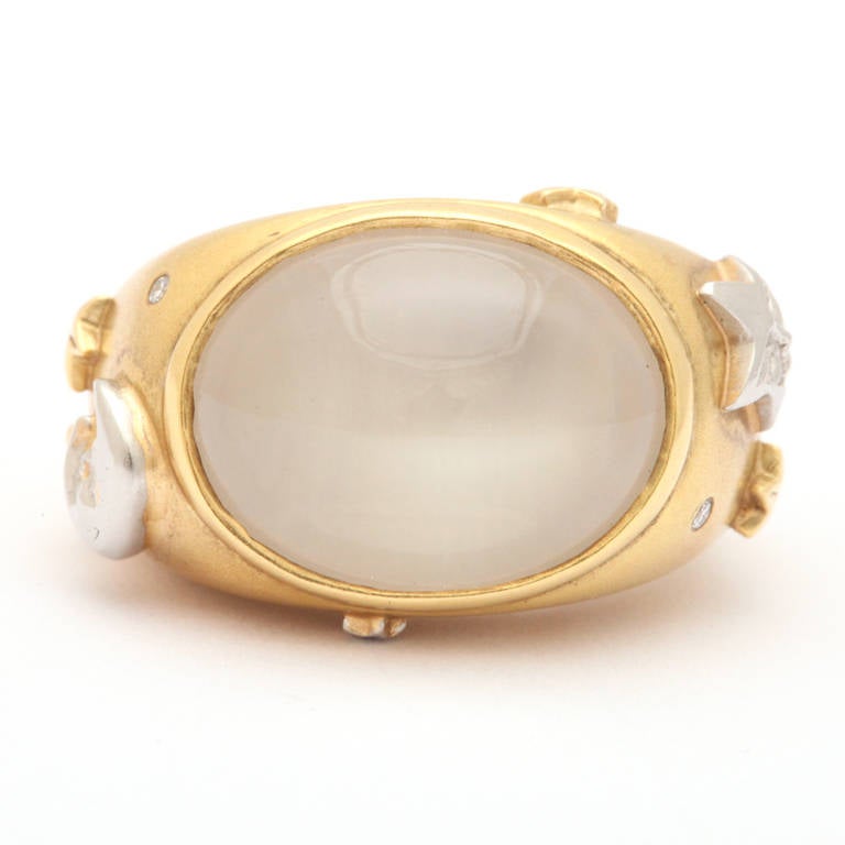 Celestial Moonstone Diamond Gold Platinum Ring For Sale 4