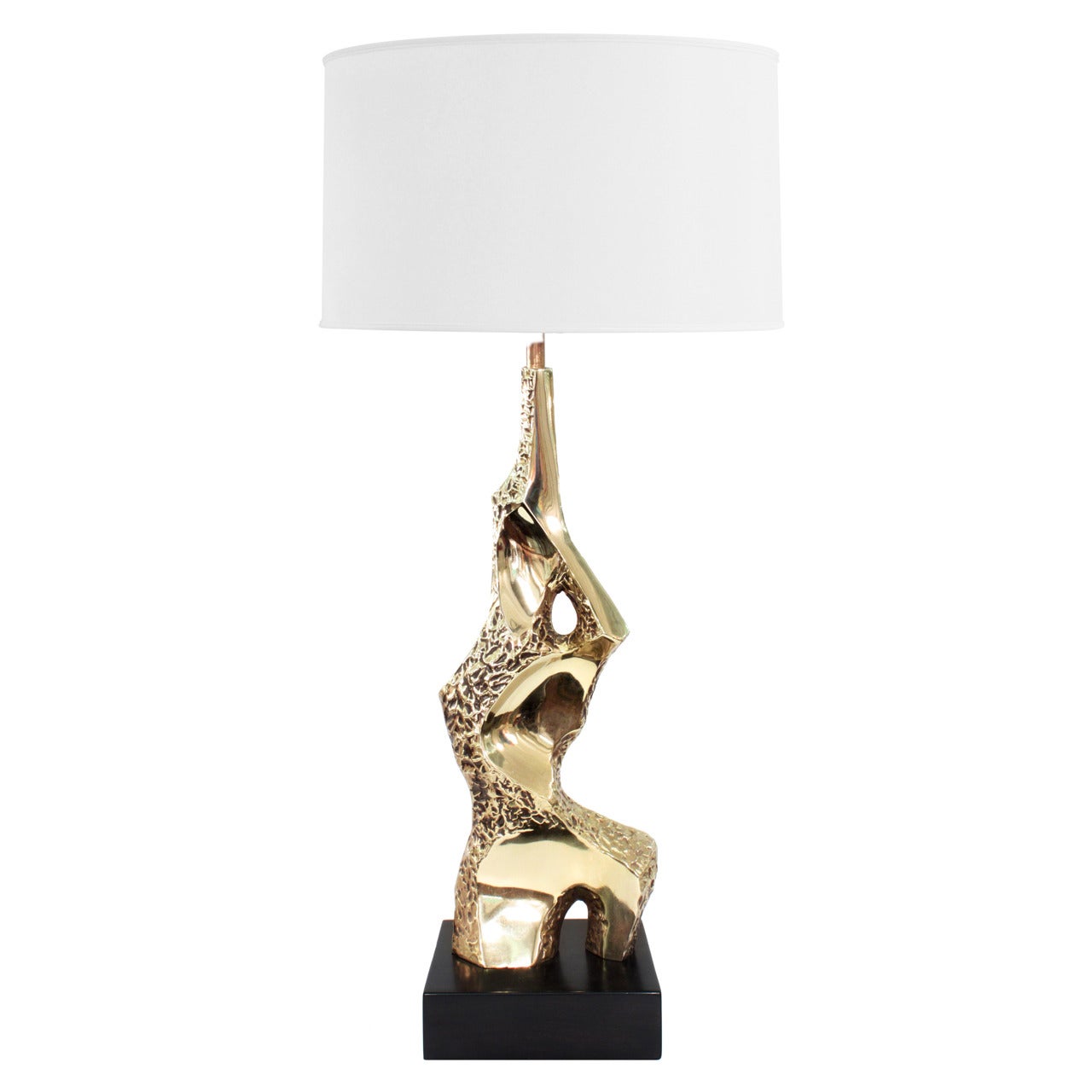 Sculptural Table Lamp in Polished Brass by Laurel