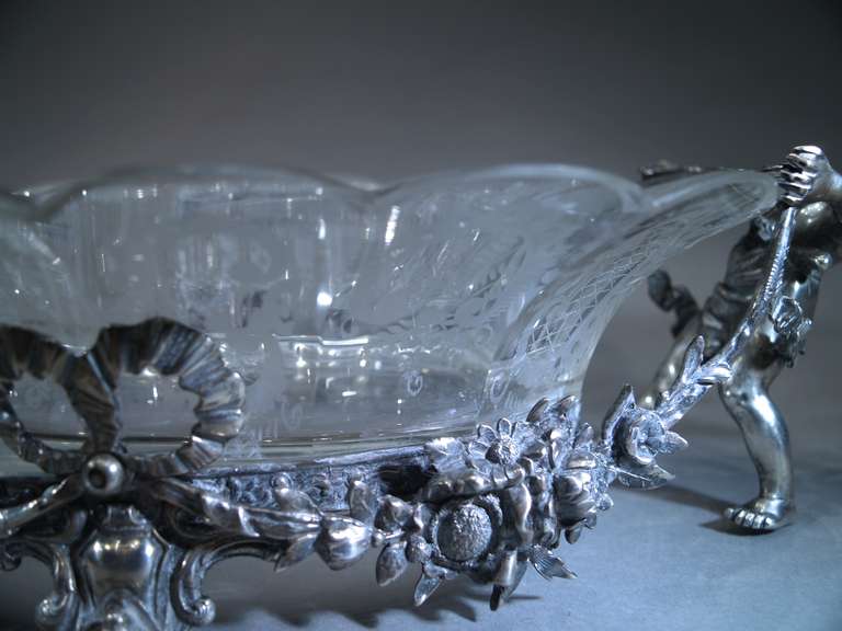 19th Century Sterling and Crystal Table Centerpiece