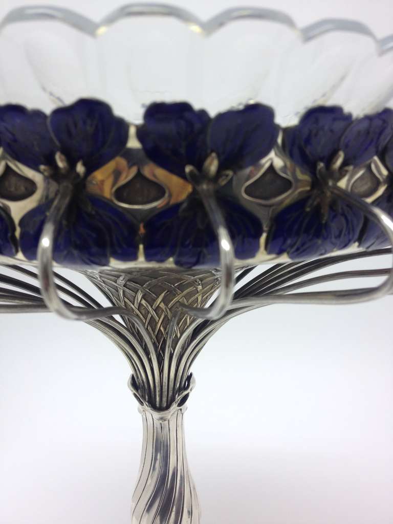 19th Century Unique Sterling Silver and Enamel Table Centerpiece For Sale