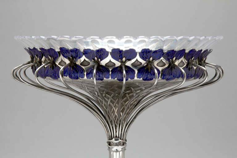 Victorian Unique Sterling Silver And Enamel Table Centerpiece For Sale